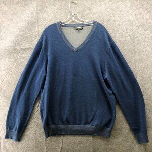 EXPRESS V-Neck Sweater Mens XL Blue Pullover 100%‎ Cotton Casual